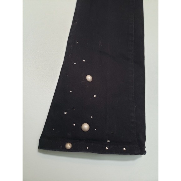 VTG Rocawear Jeans Juniors 3 Blk Pearl Studded Low Rise McBling Y2K Logo Bootcut - Picture 6 of 14